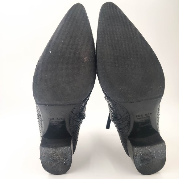 The Row Python Embossed Snakeskin Ankle Booties in Black 36 6 - Picture 12 of 13